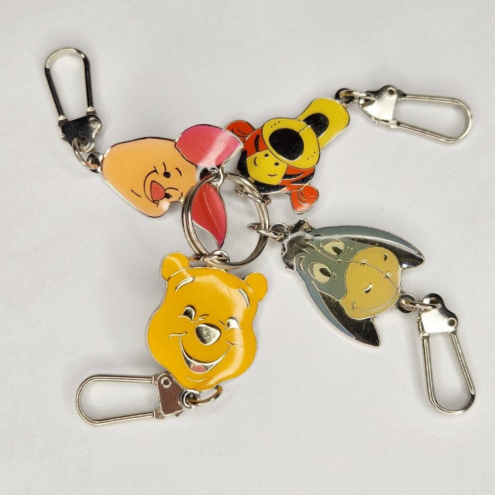Vintage Enamel Disney Winnie The Pooh & Friends Keyring Charms Keychain